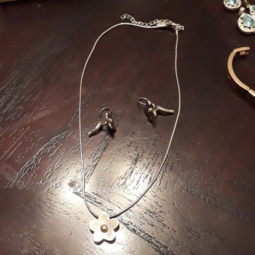 Set silver flowers with a gold center